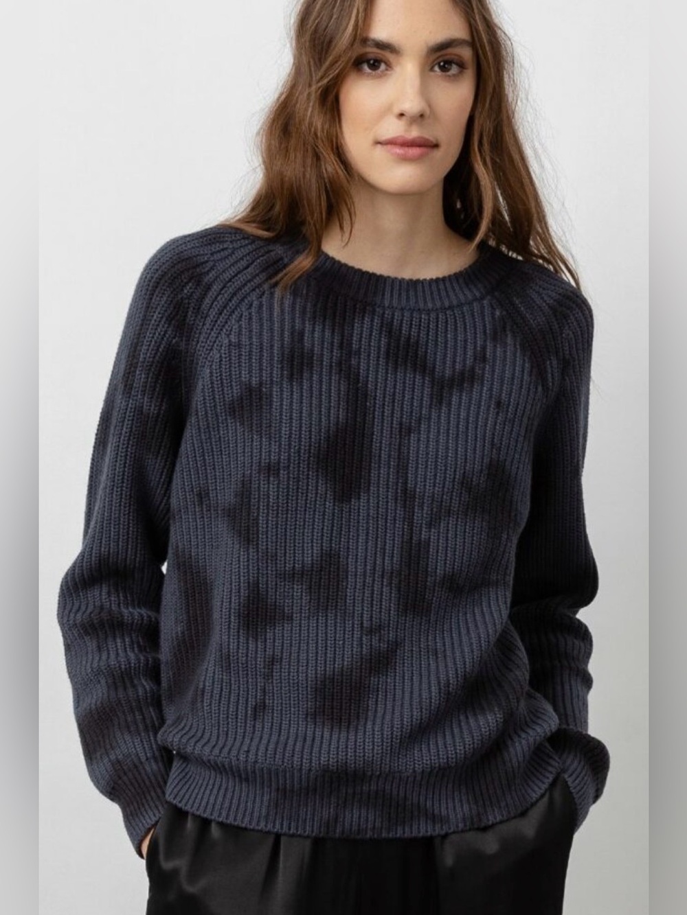 Rails Venus Iron Black Tie Dye Cotton Cashmere Sweater Small